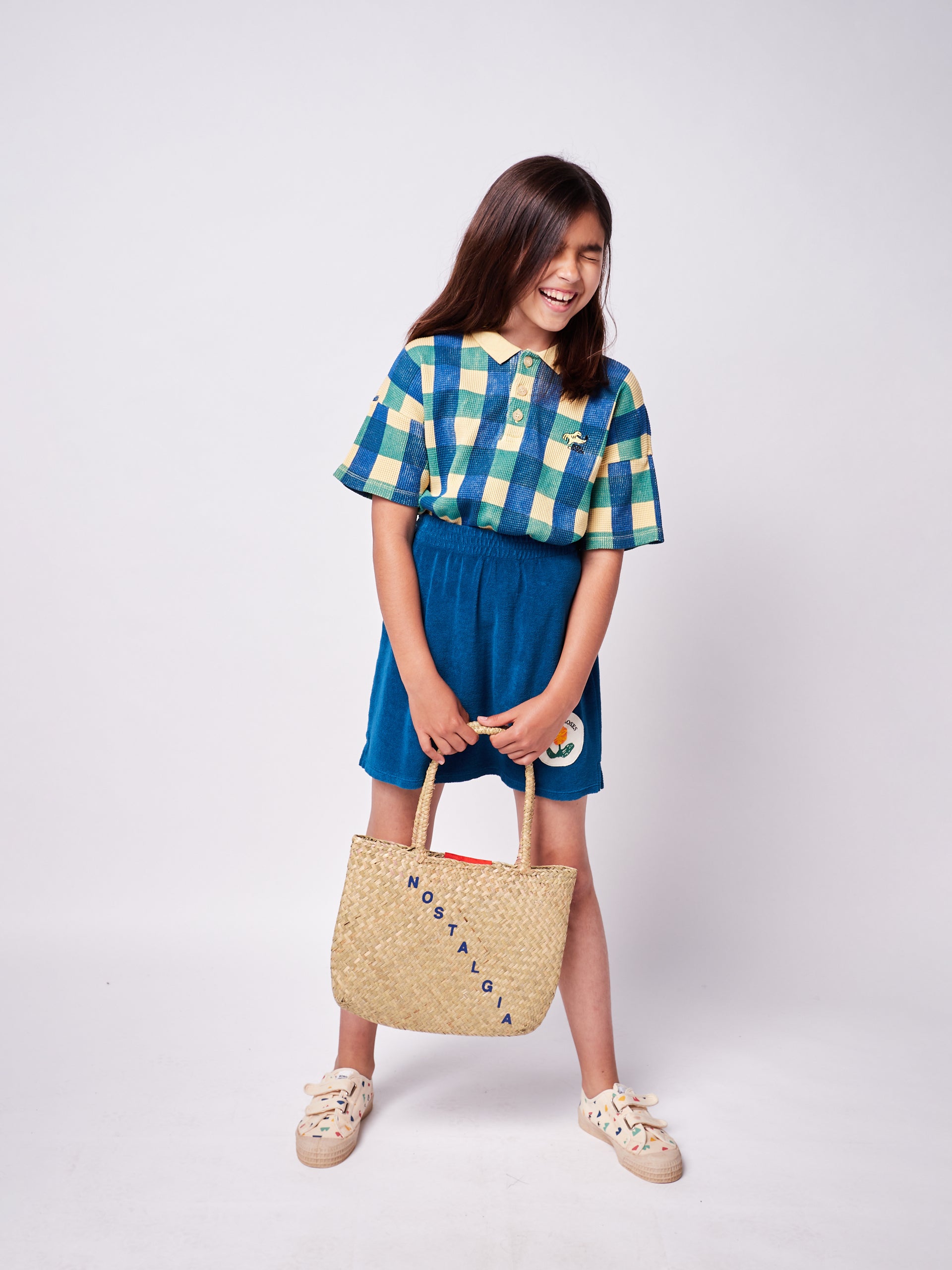 Girls Blue Flower Cotton Skirt