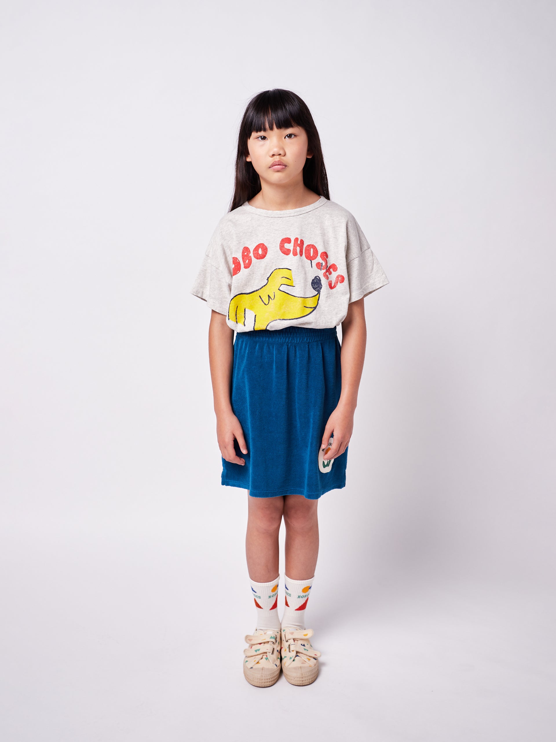Girls Blue Flower Cotton Skirt