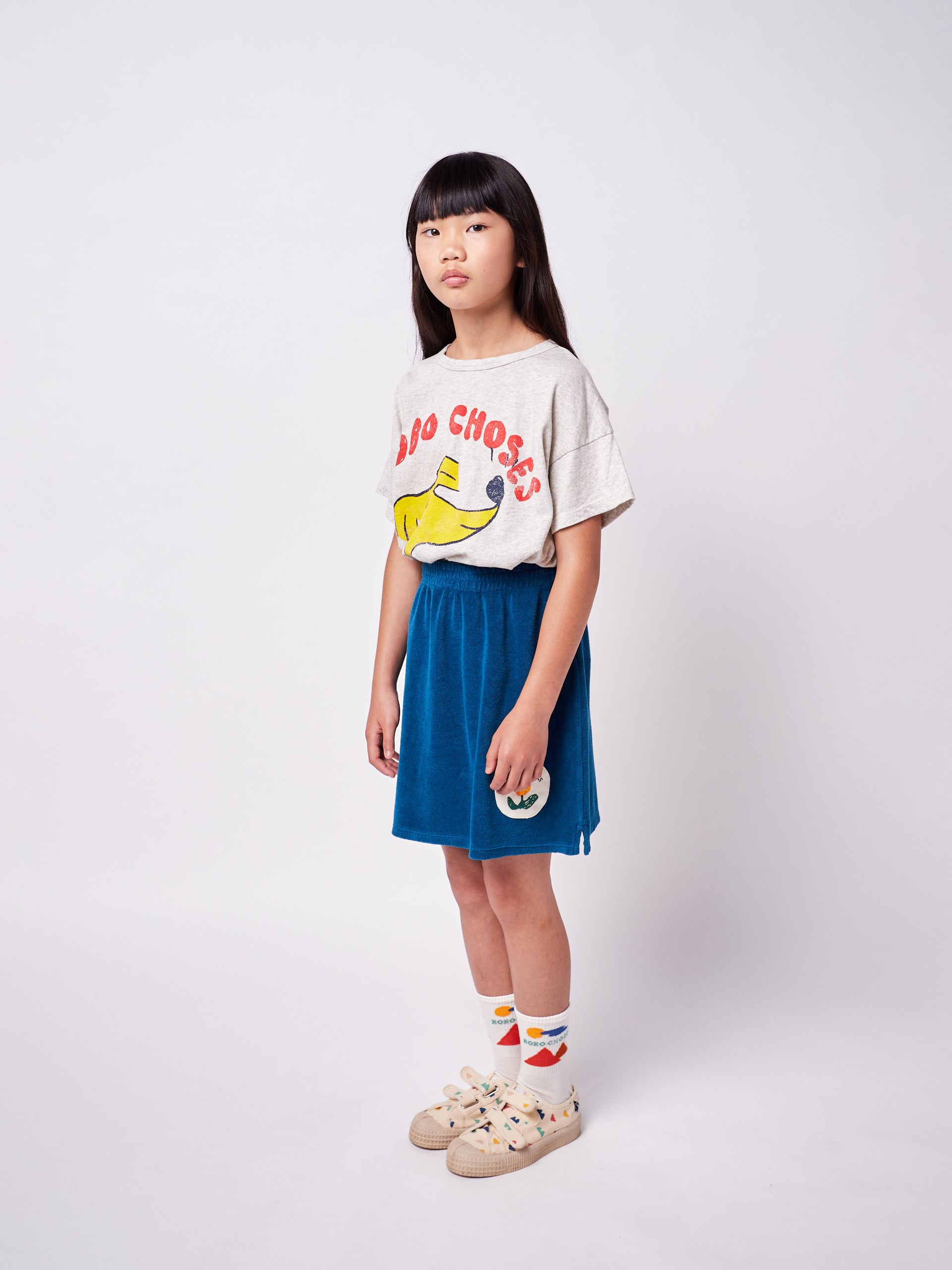 Girls Blue Flower Cotton Skirt