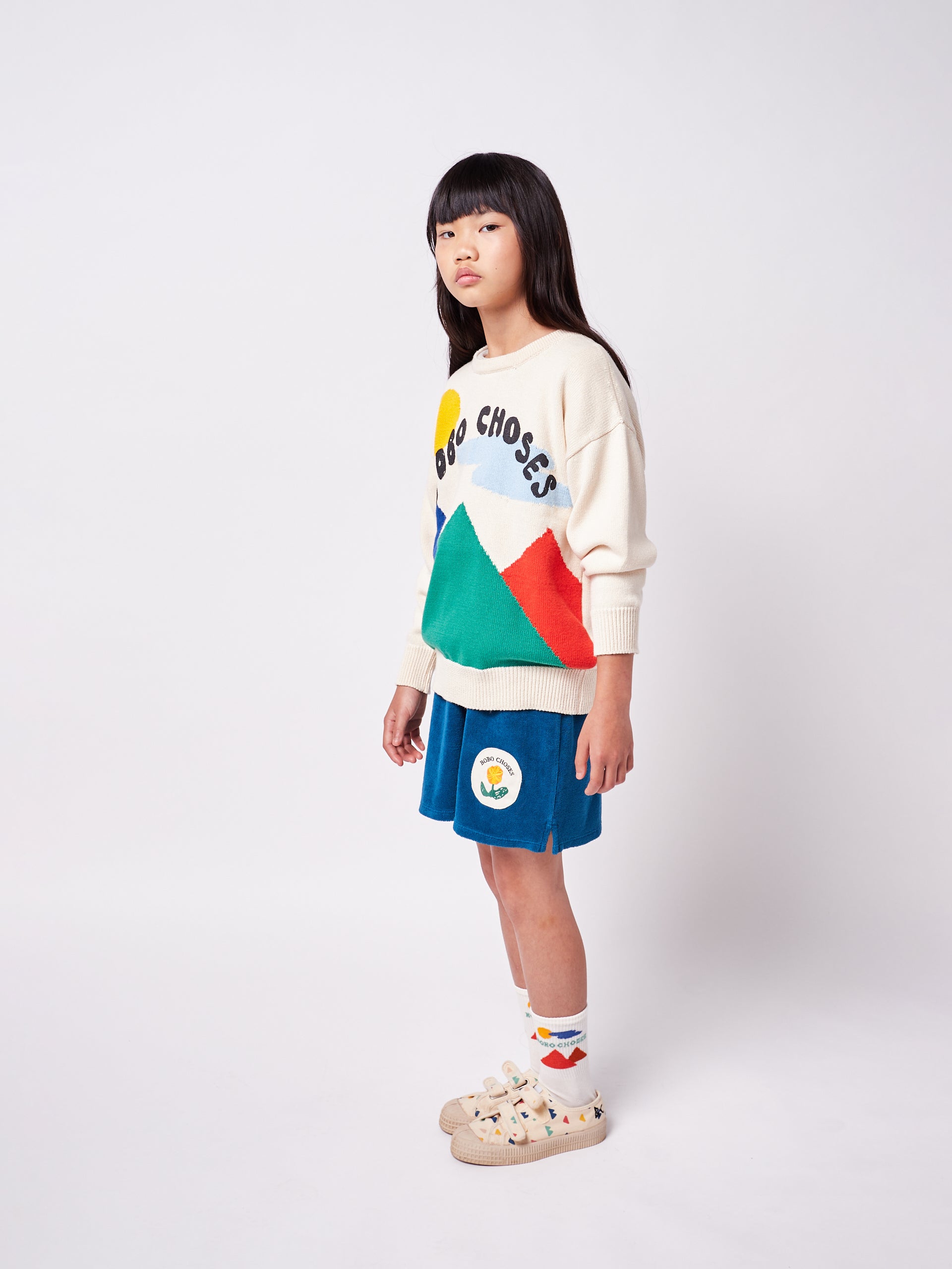 Girls Blue Flower Cotton Skirt