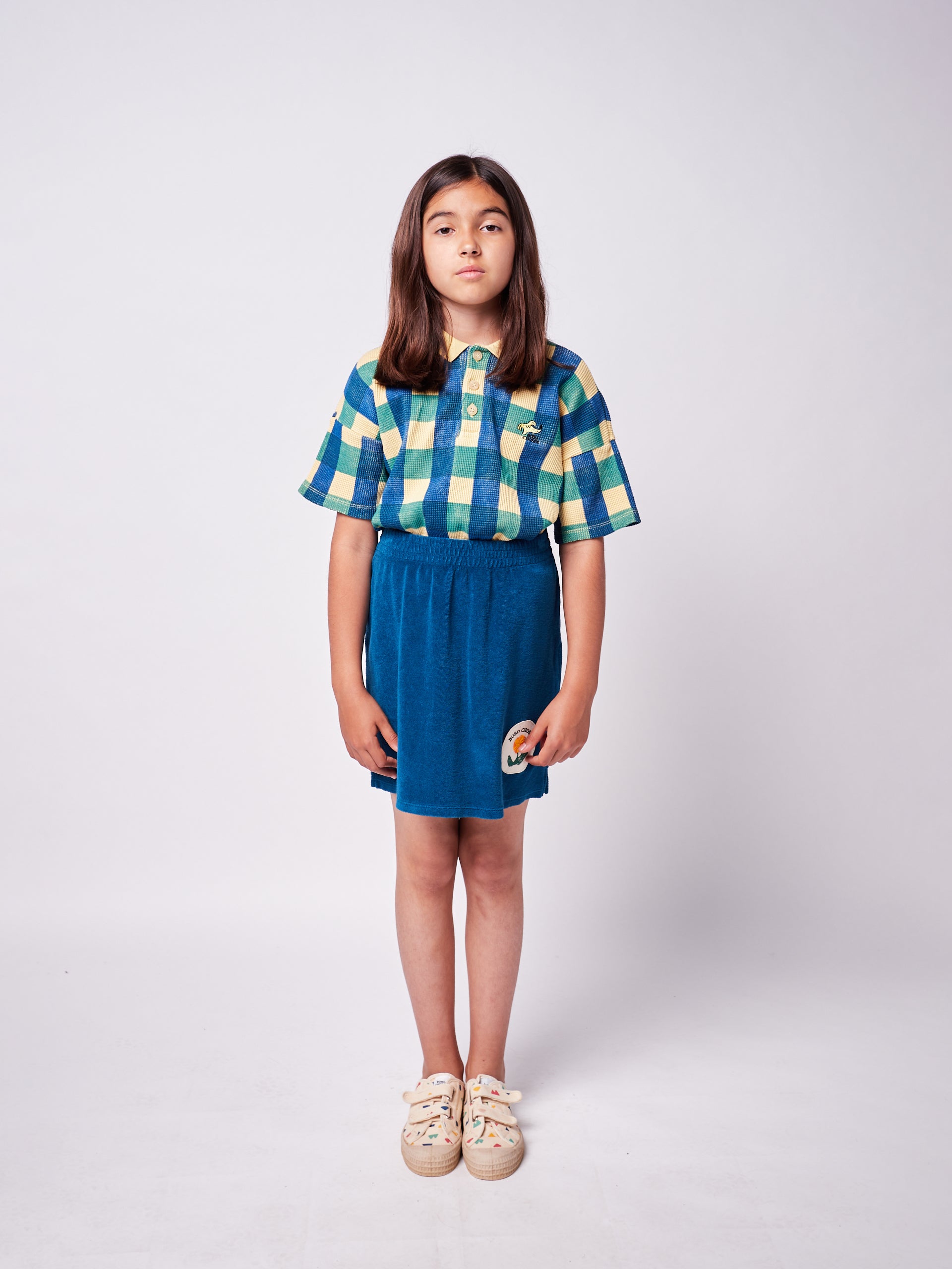Girls Blue Flower Cotton Skirt