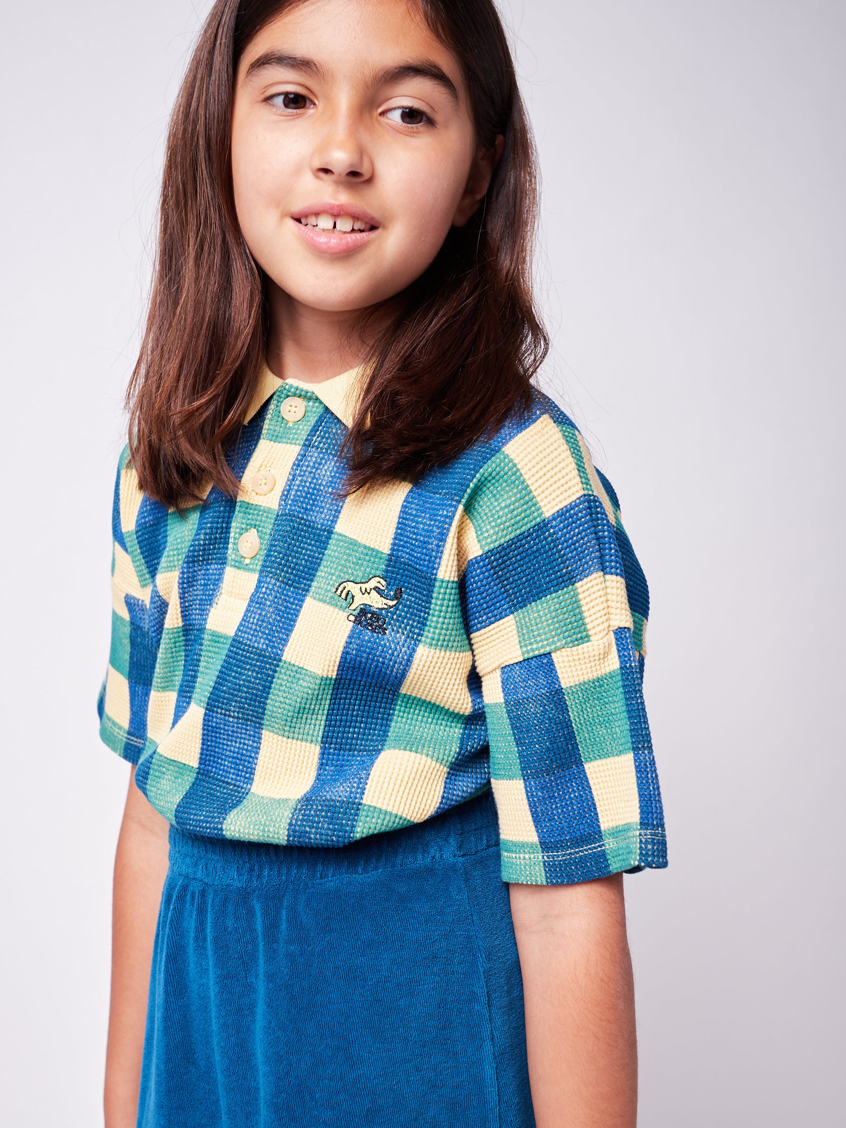 Girls Blue Flower Cotton Skirt