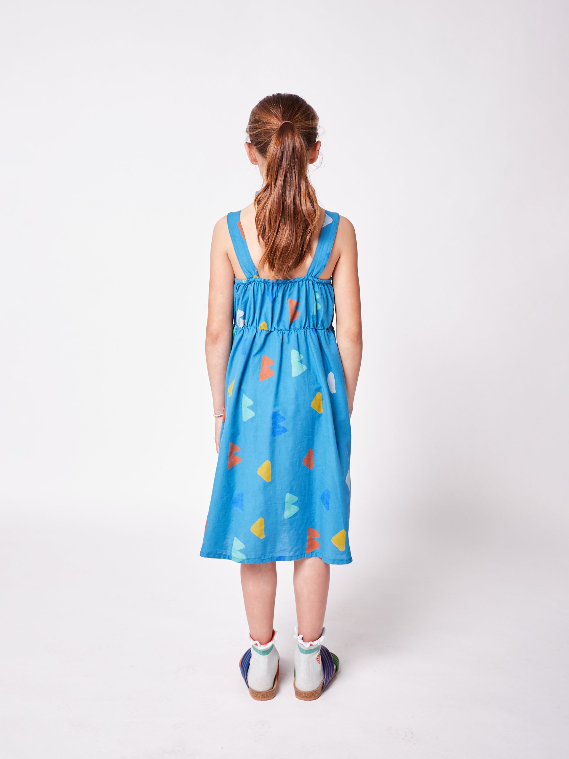 Girls Blue Printed Cotton Dress