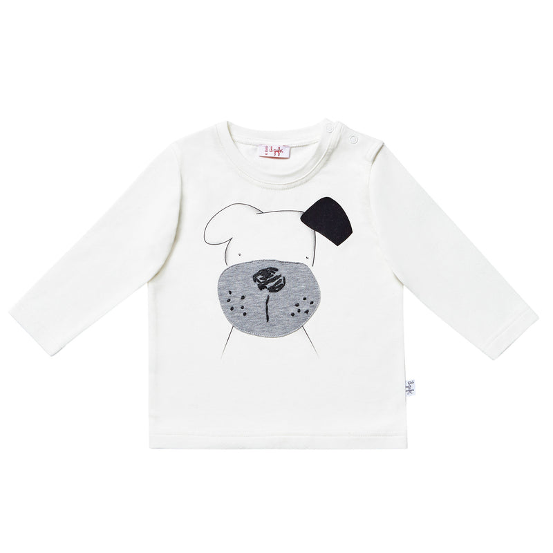 Boys White Dog Printed Trims Cotton T-Shirt - CÉMAROSE | Children's Fashion Store
