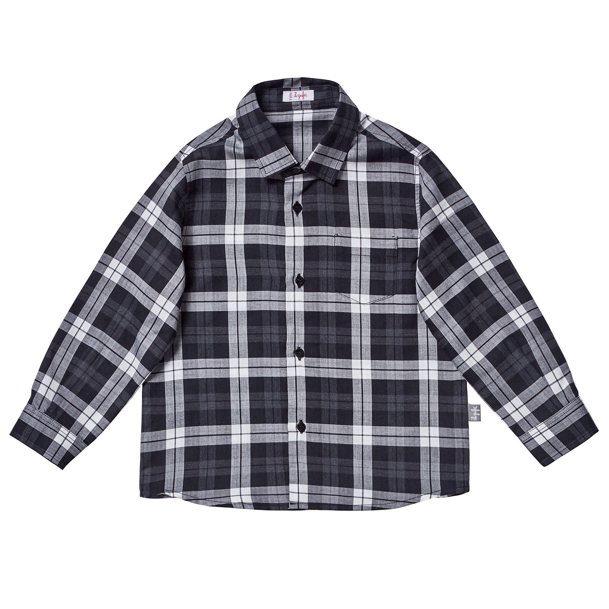 Boys Black Check Cotton Jersey Check Shirt - CÉMAROSE | Children's Fashion Store