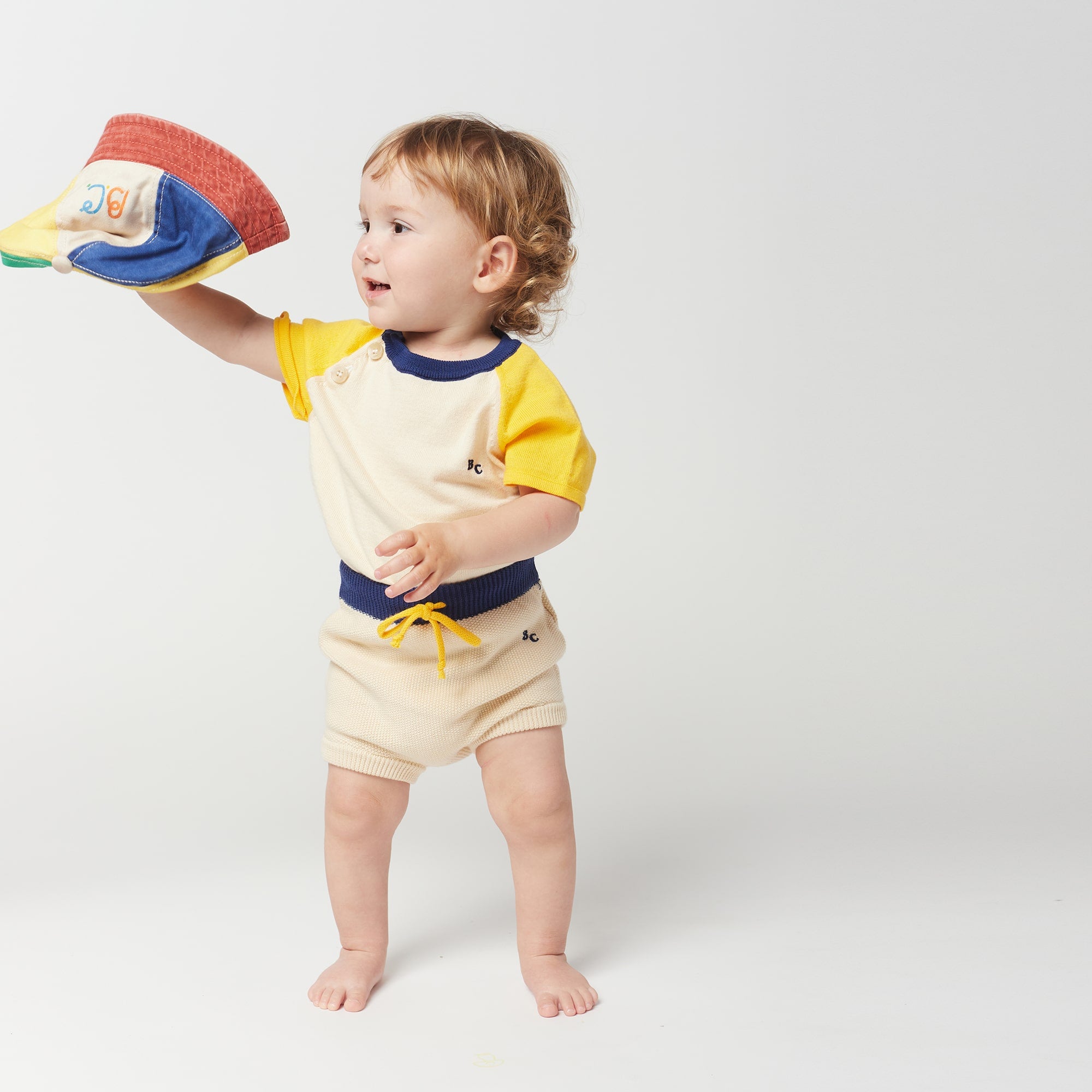 Baby Boys Beige Knit Cotton Shorts