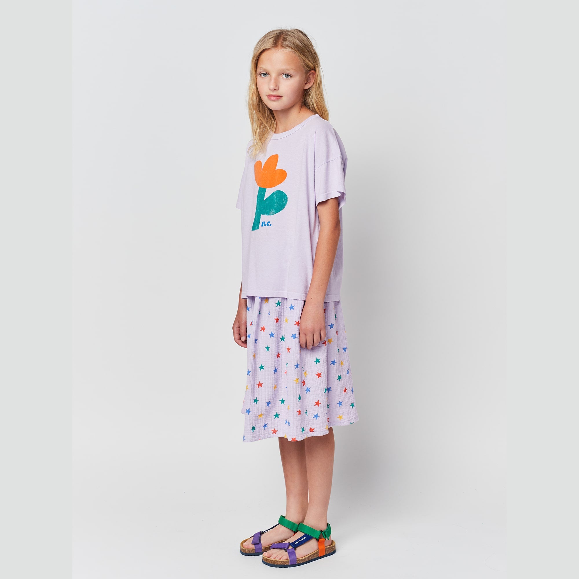 Girls Lavender Flower Cotton T-Shirt