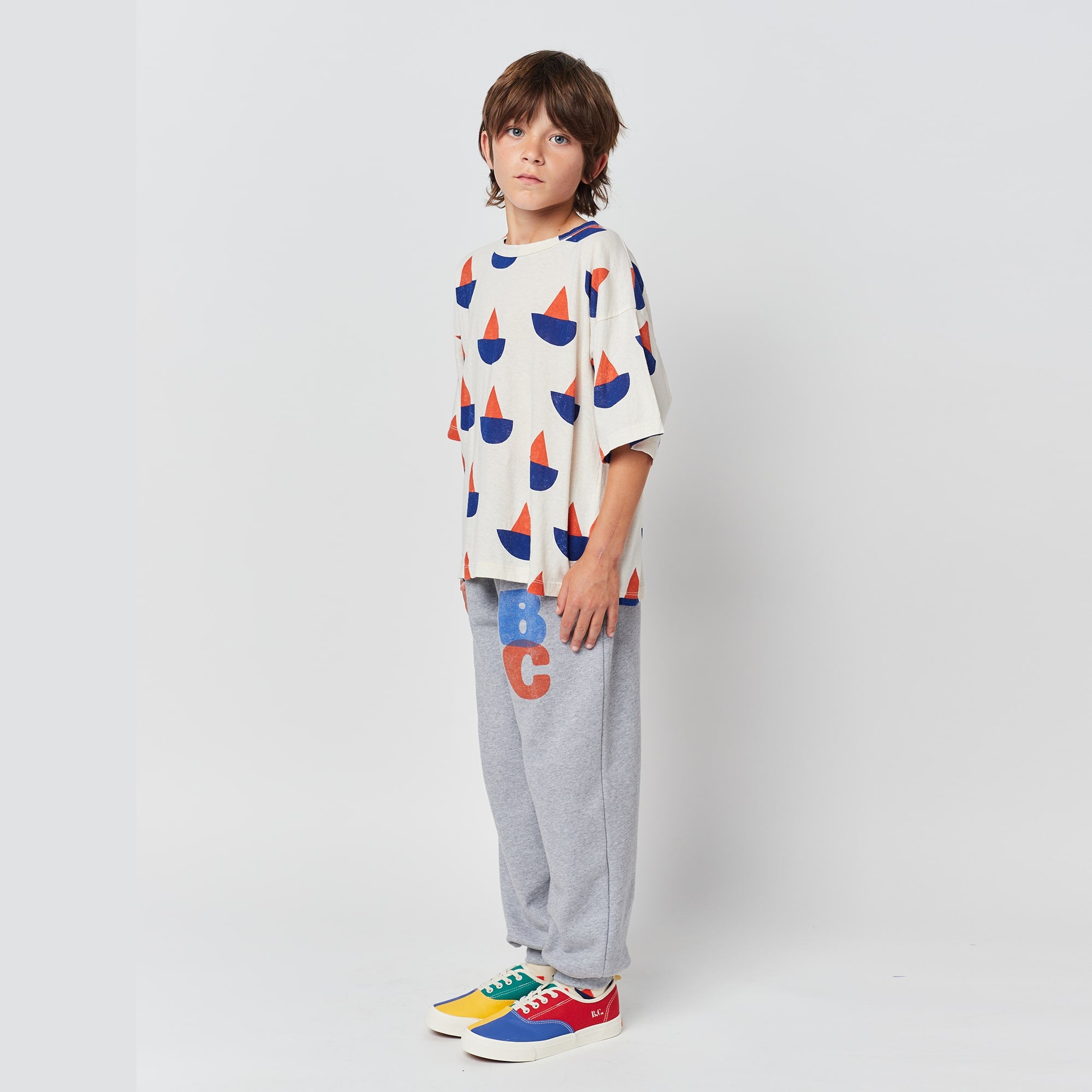 Boys White Printed Cotton T-Shirt