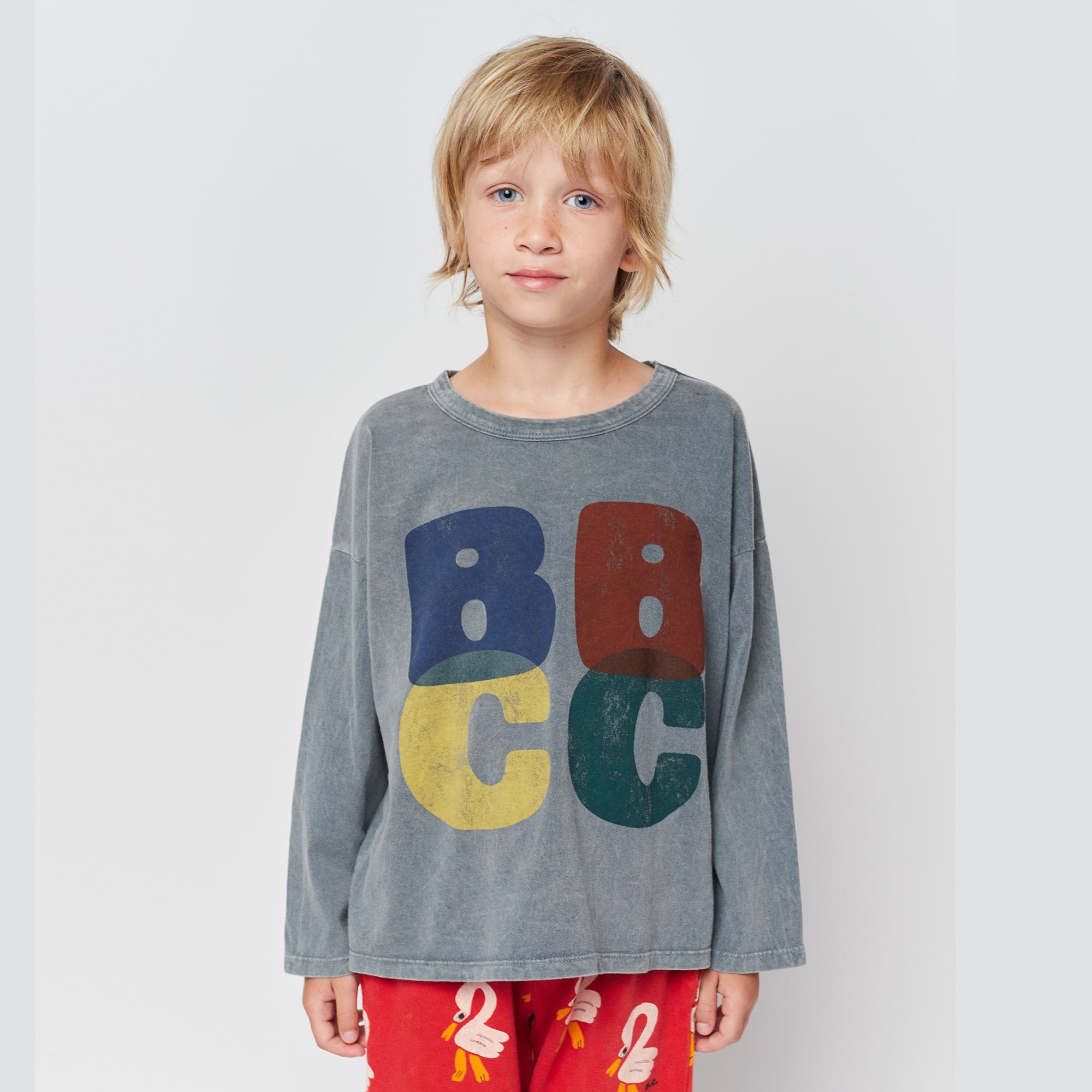 Boys & Girls Grey Logo Cotton T-Shirt