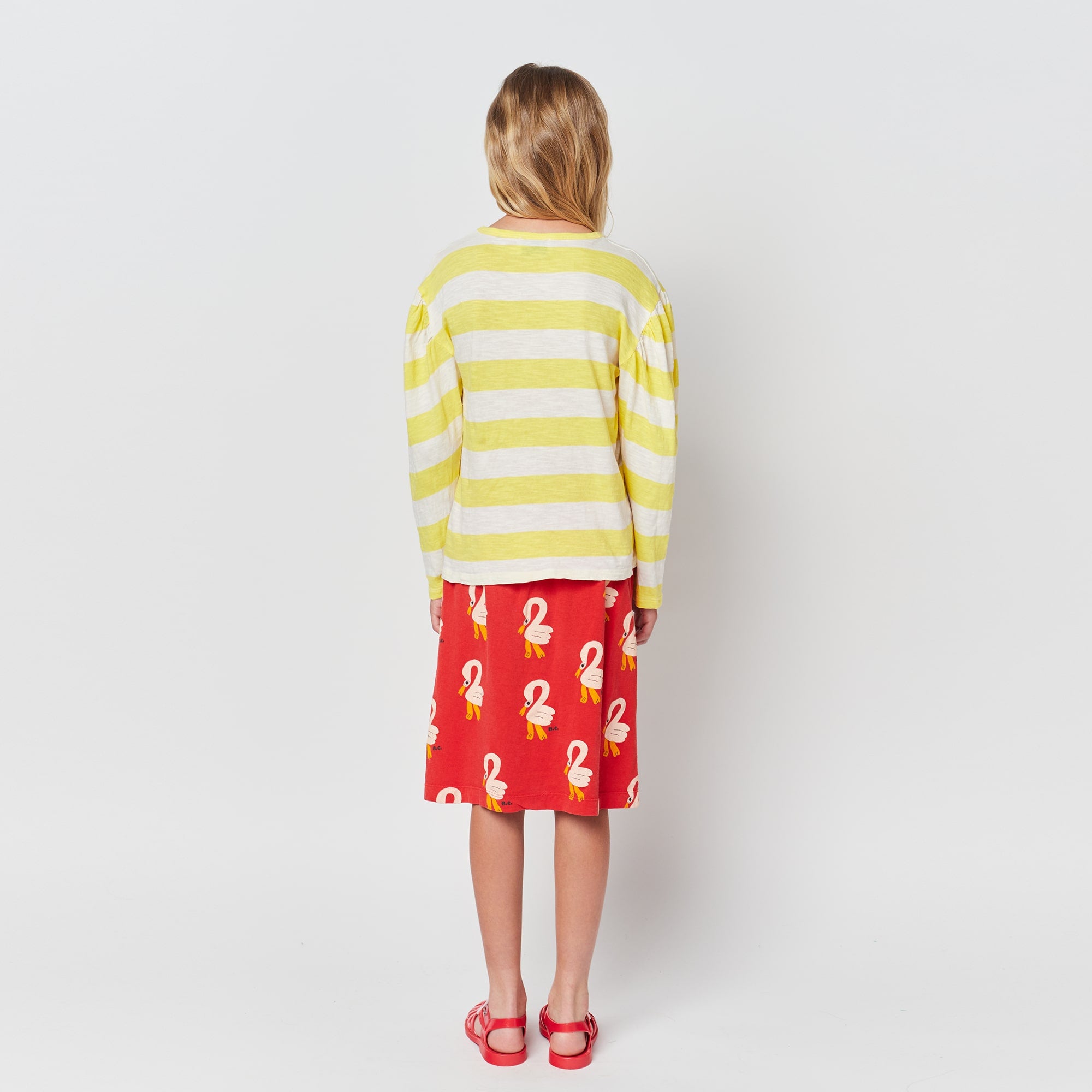 Girls Yellow Stripes Cotton T-Shirt