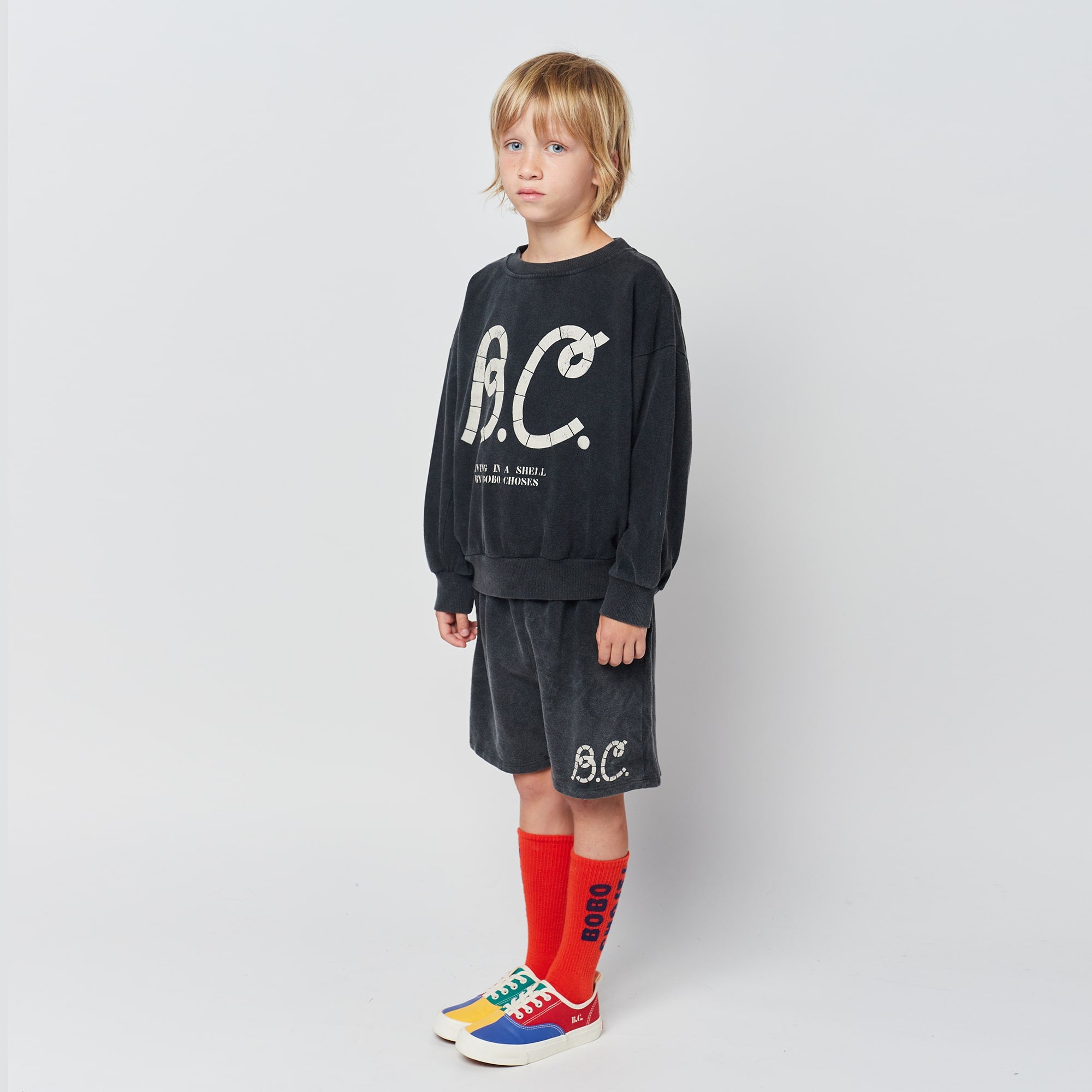 Boys & Girls Dark Grey Logo Cotton Sweatshirt