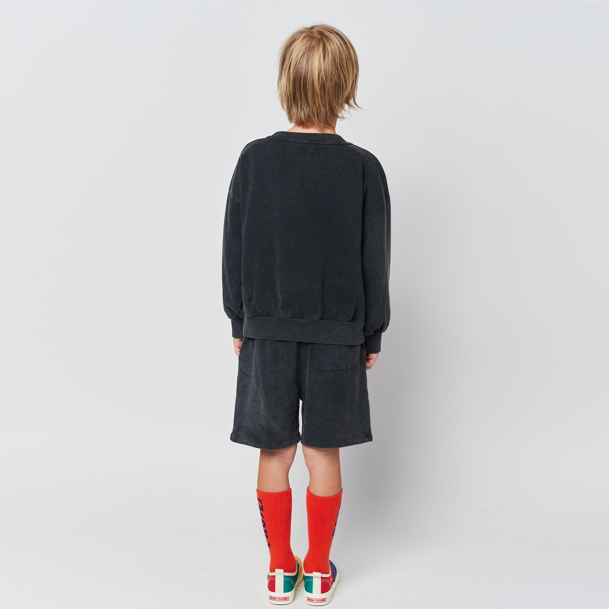 Boys & Girls Dark Grey Logo Cotton Sweatshirt