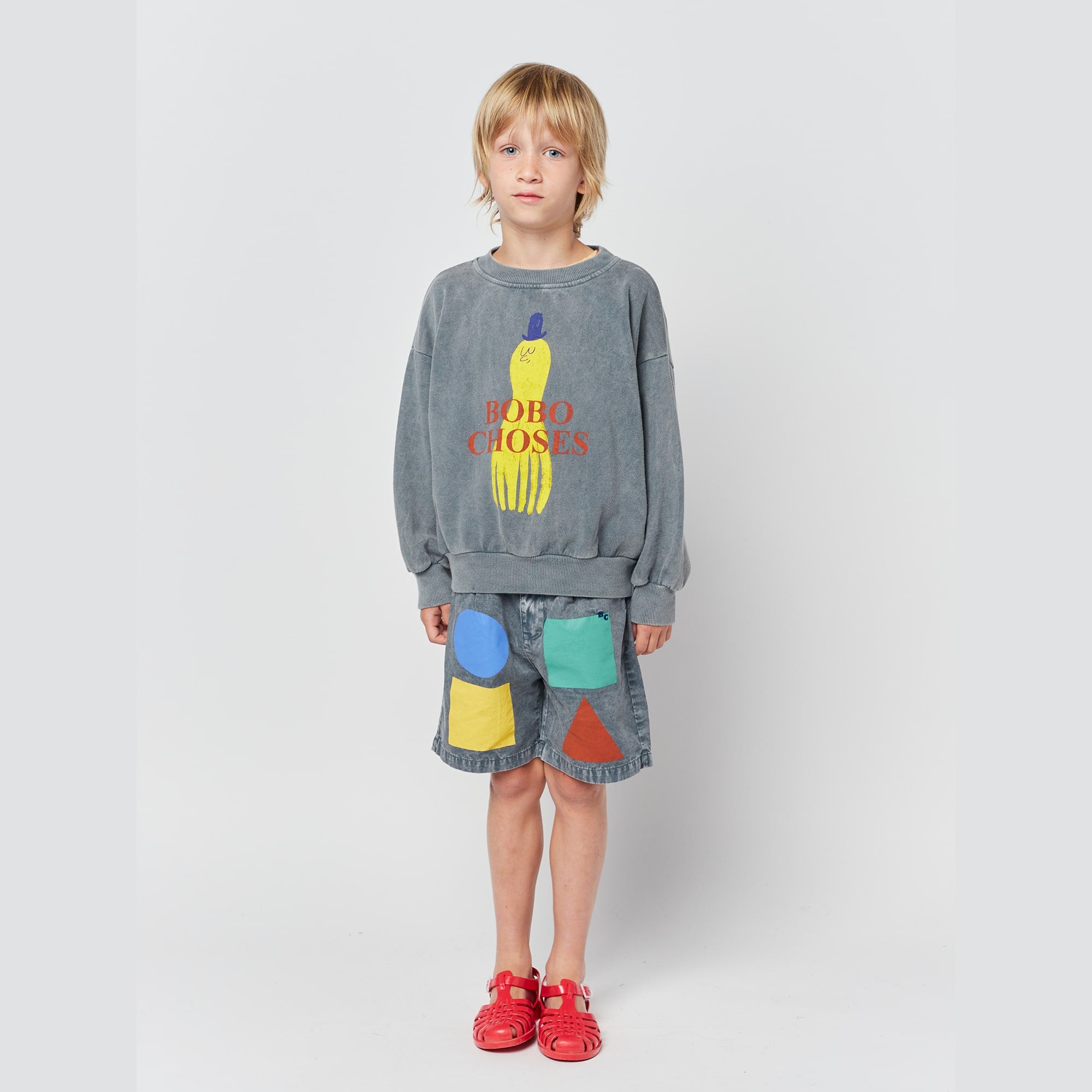 Boys & Girls Grey Printed Cotton Sweatshirt