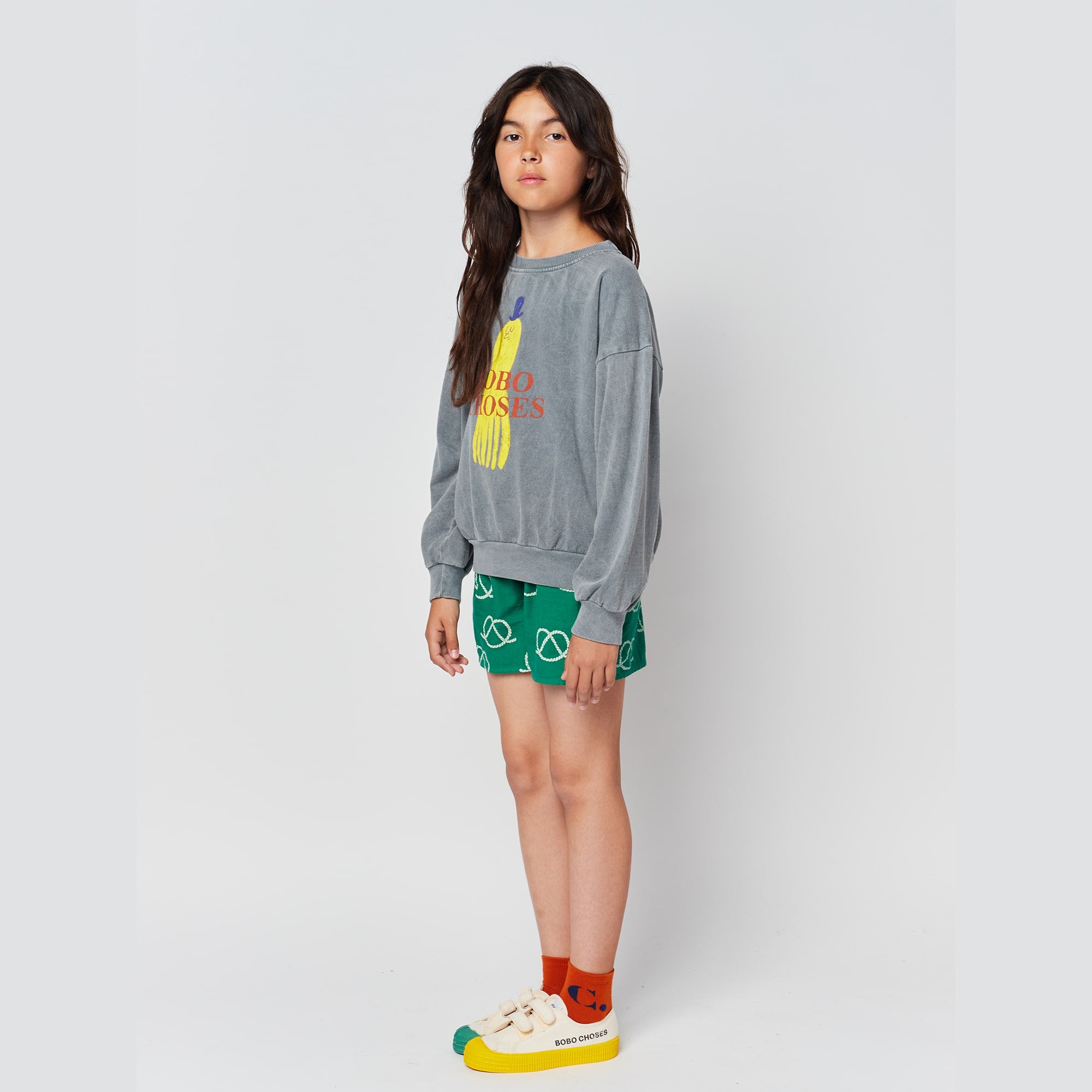 Boys & Girls Grey Printed Cotton Sweatshirt
