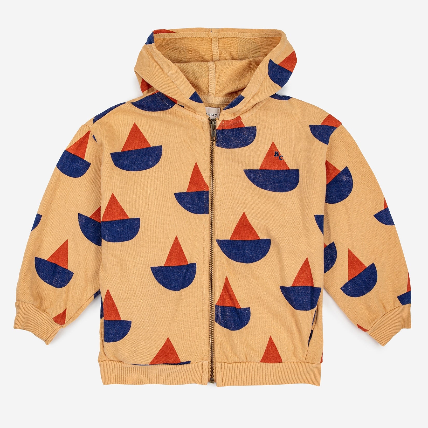 Boys & Girls Brown Printed Cotton Zip-Up Top