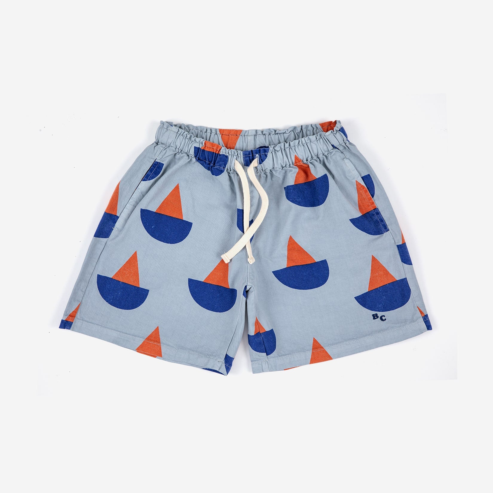 Boys & Girls Light Blue Printed Cotton Shorts