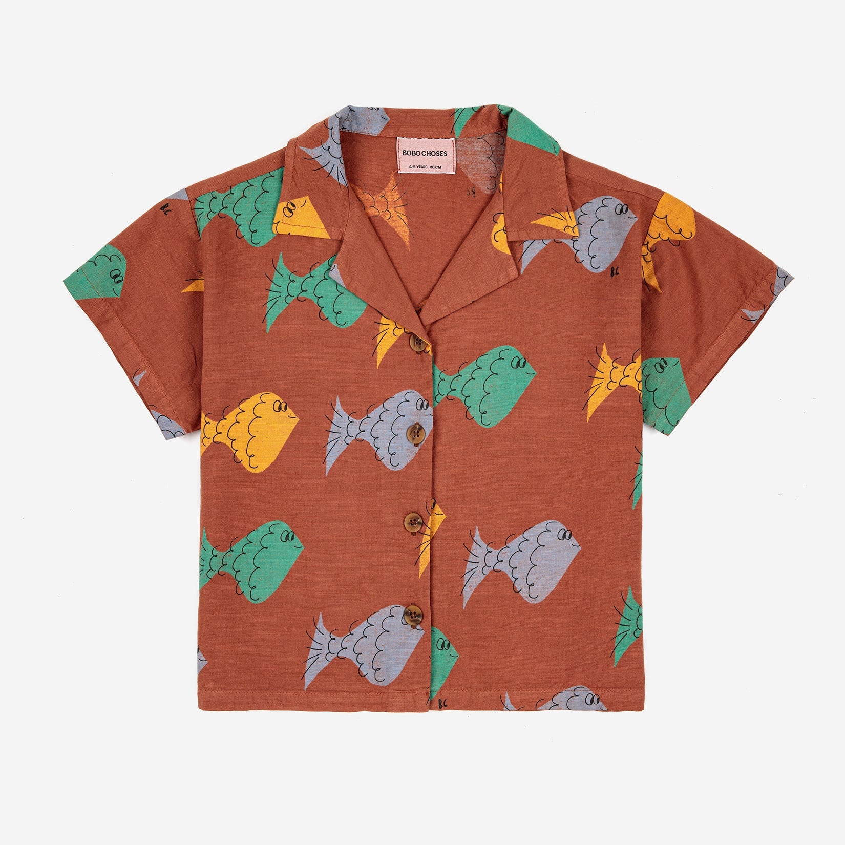 Boys & Girls Brown Printed Cotton Shirt