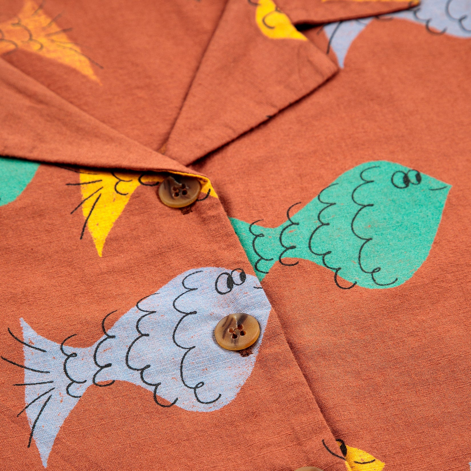 Boys & Girls Brown Printed Cotton Shirt