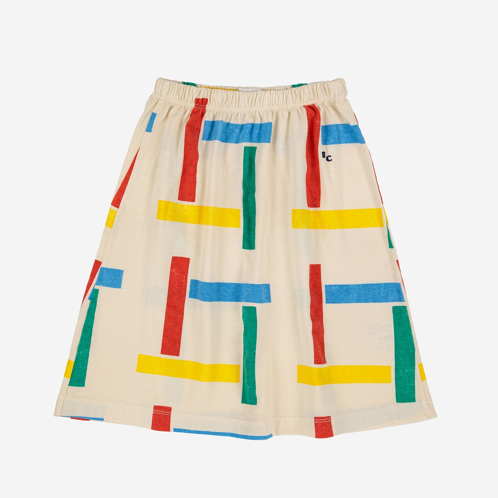 Girls White Stripes Cotton Skirt