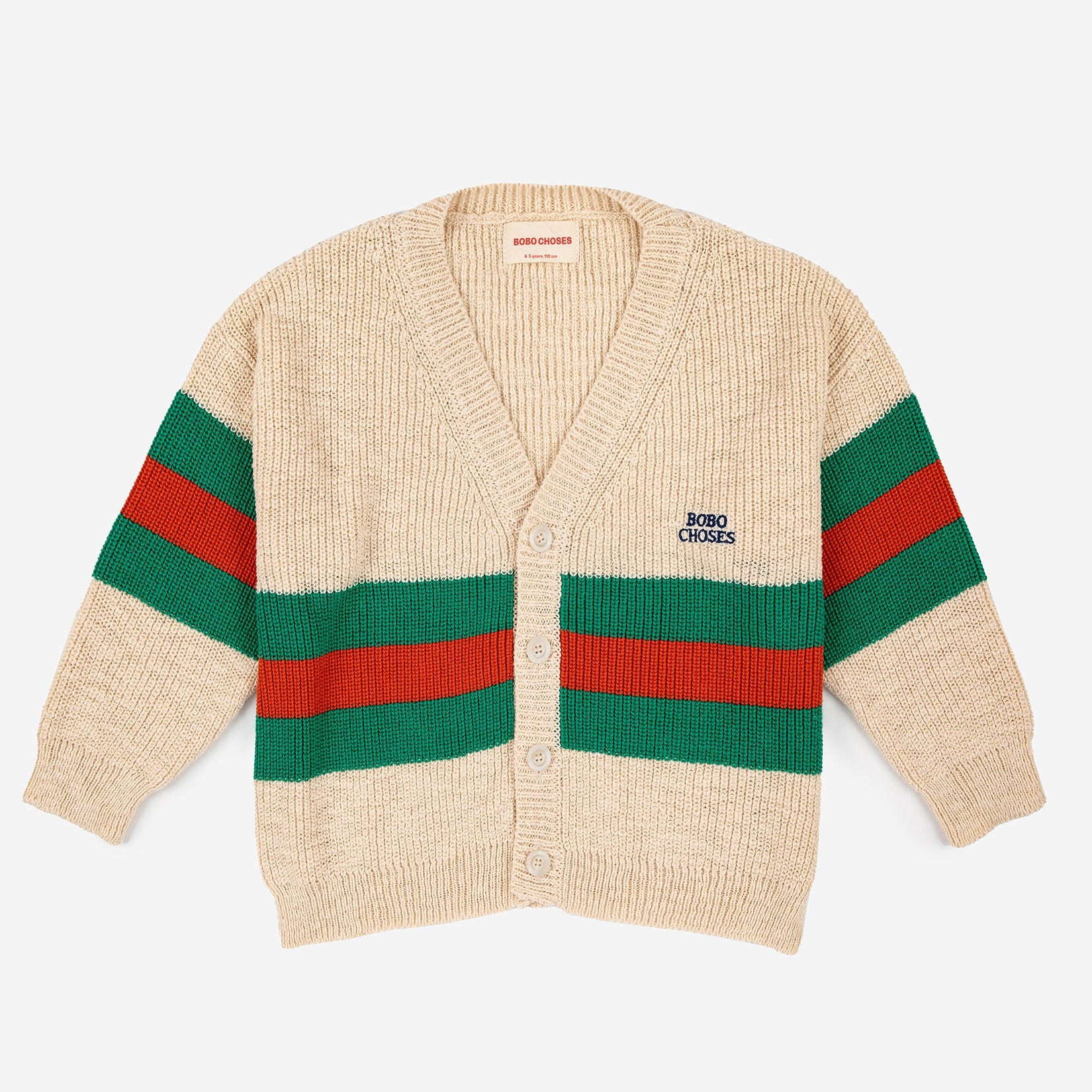 Boys & Girls Beige Stripes Cotton Cardigan
