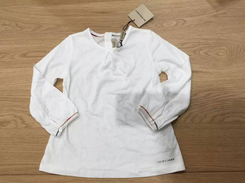 Baby Girls White Check Long Sleeve Jersey T-Shirts - CÉMAROSE | Children's Fashion Store