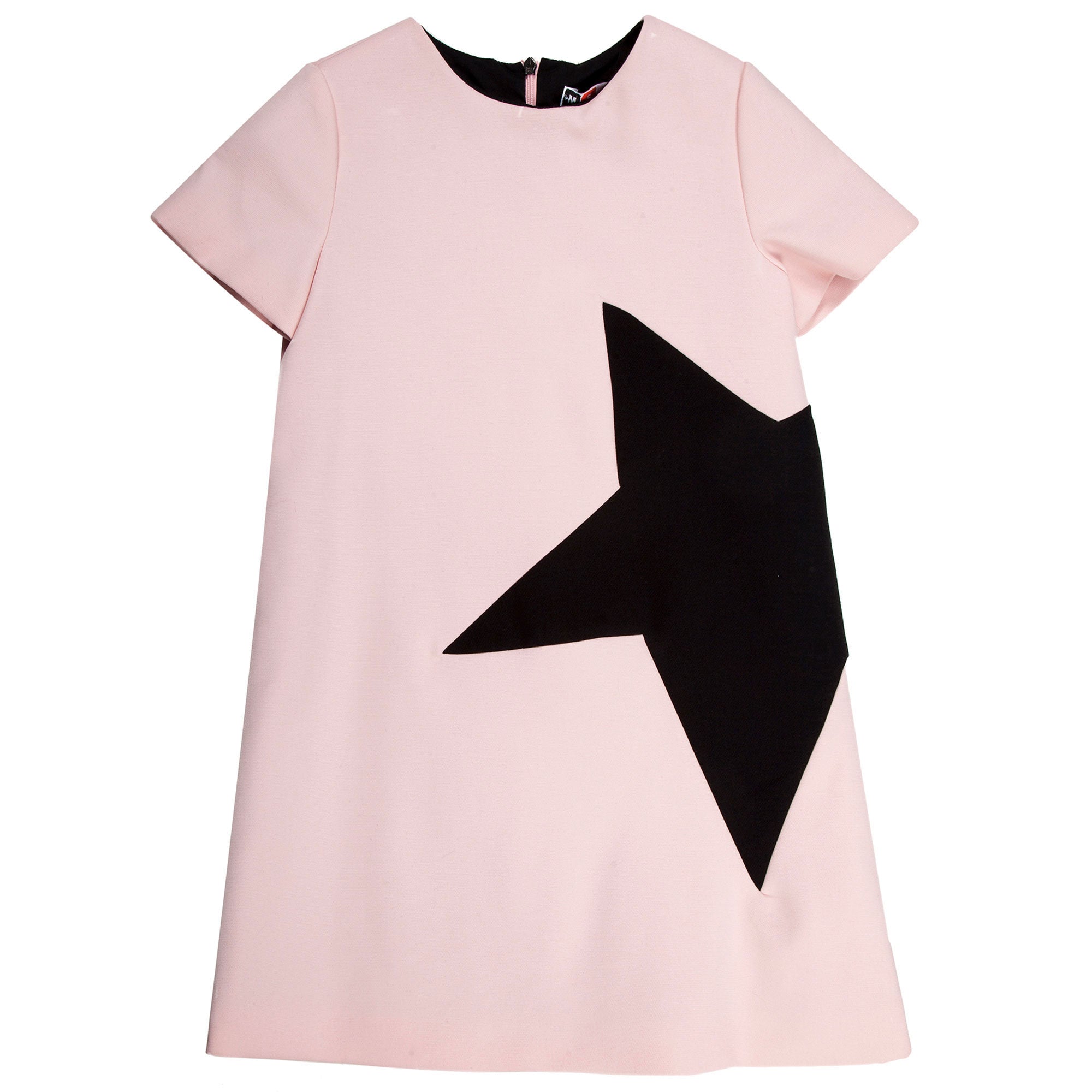 Girls Pink Cotton Dress With Black Star Trims - CÉMAROSE | Children's Fashion Store - 1
