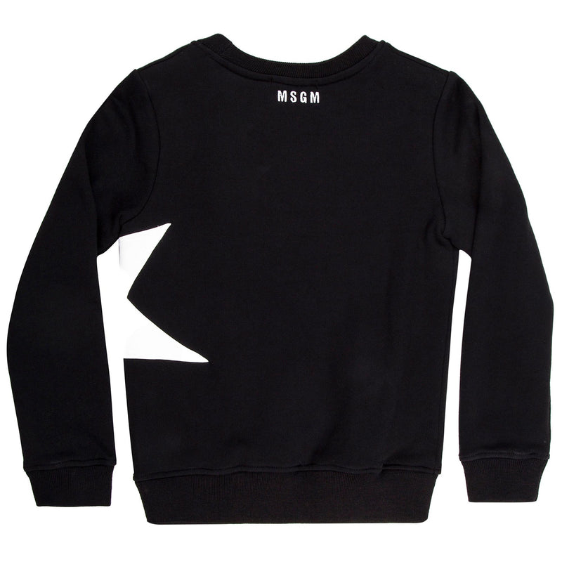Girls Black Cotton Sweatshirt With White Star Trims - CÉMAROSE | Children's Fashion Store - 2