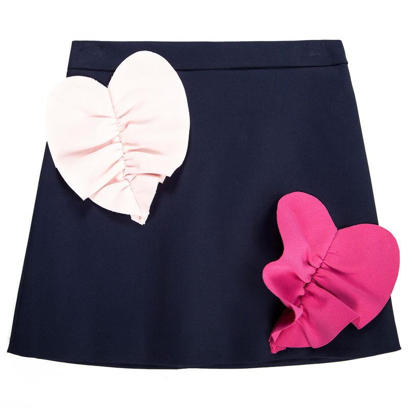 Girls Navy Blue Cotton Patch Trims Skirt - CÉMAROSE | Children's Fashion Store - 1