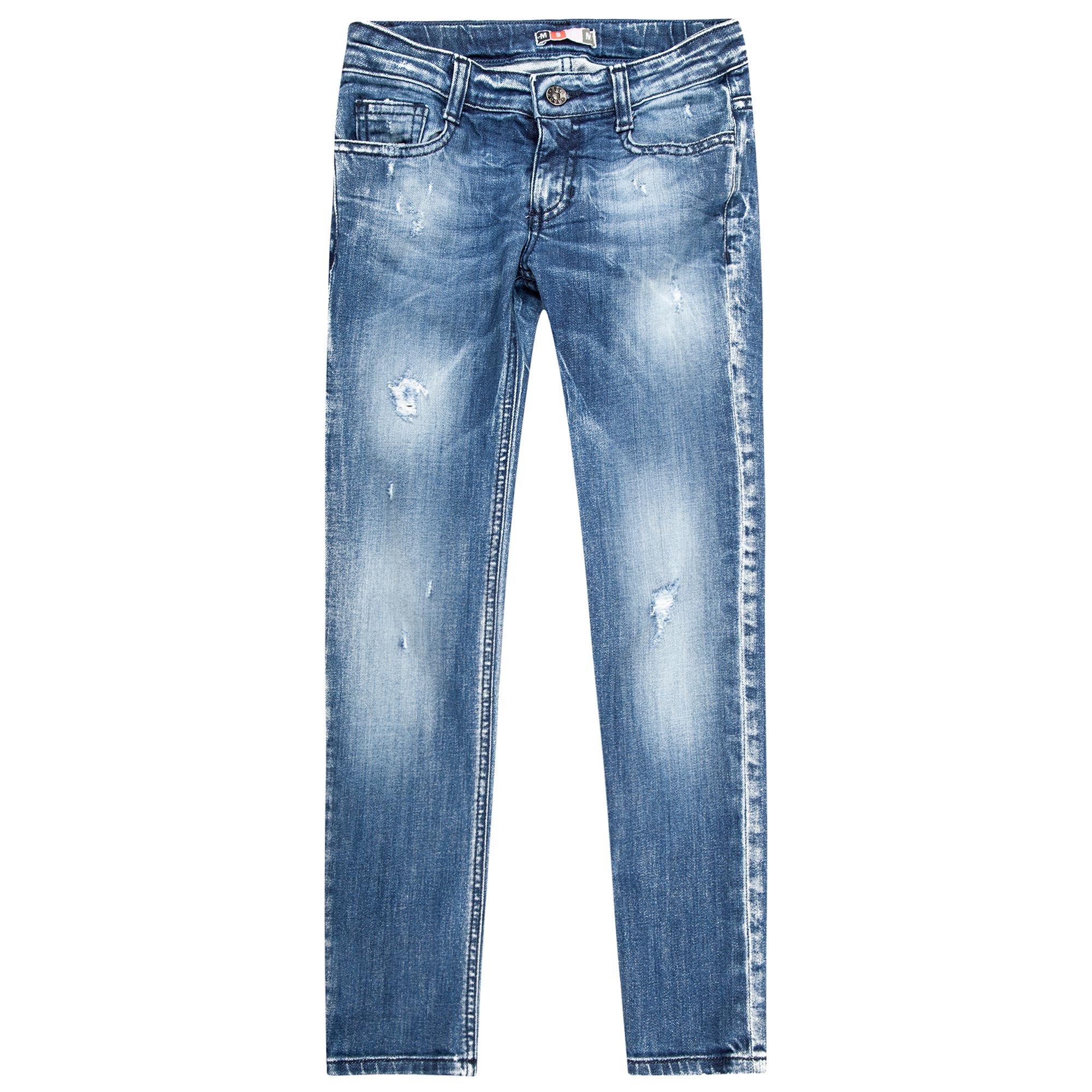 Girls Blue Denim Cotton Jeans - CÉMAROSE | Children's Fashion Store - 1