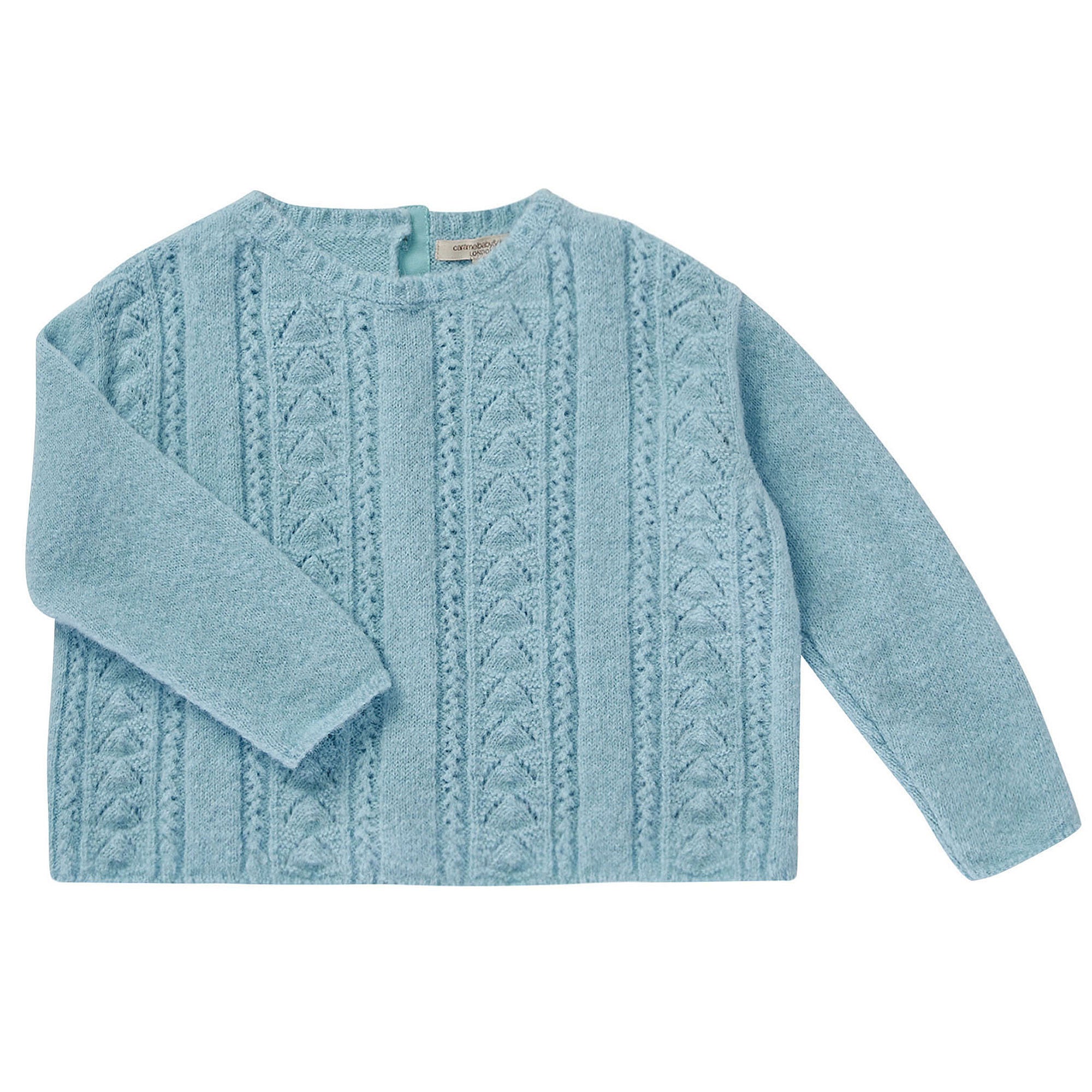 Boys Ice Blue Low Ribbed Knitted Sweater - CÉMAROSE | Children's Fashion Store - 1
