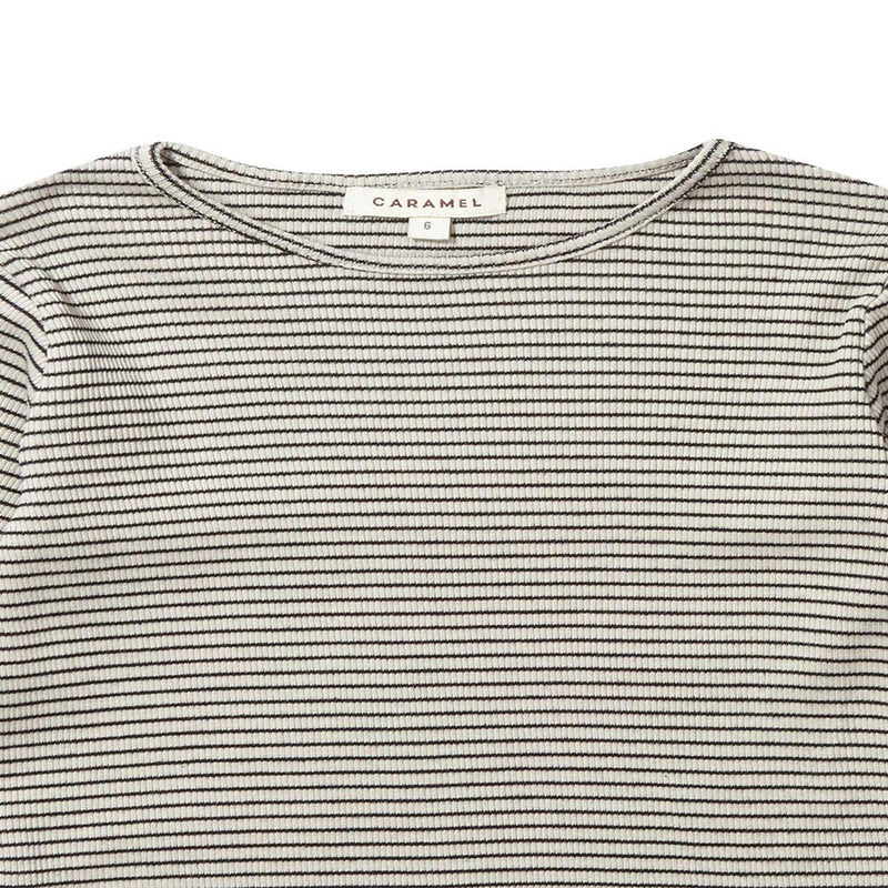 Boys Milk White & Black Striped Cotton Jersey T-Shirt - CÉMAROSE | Children's Fashion Store - 2