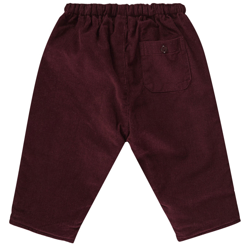 Baby Wine Red Stripe Cotton Trousers - CÉMAROSE | Children's Fashion Store - 2