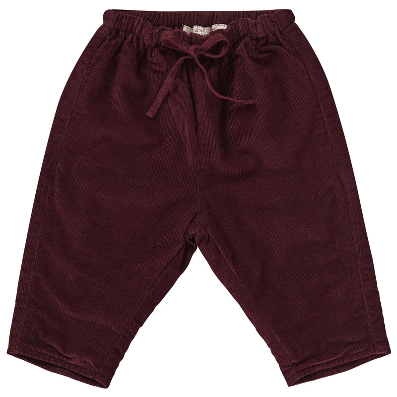 Baby Wine Red Stripe Cotton Trousers - CÉMAROSE | Children's Fashion Store - 1