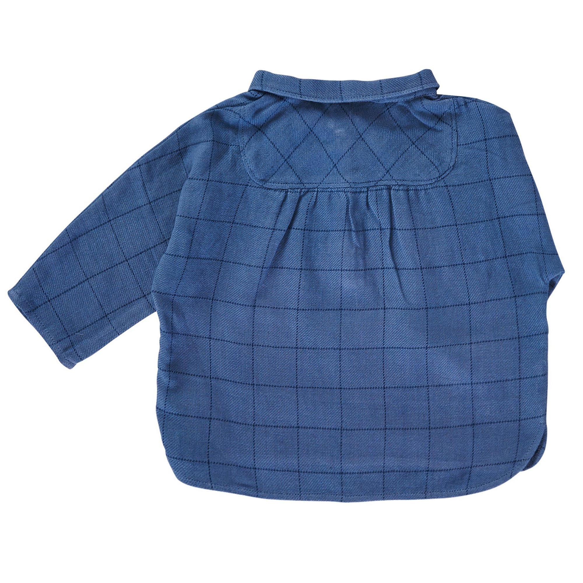 Baby Boys Blue Check Cotton Shirt - CÉMAROSE | Children's Fashion Store - 2