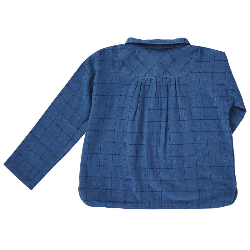 Boys Blue Cotton Check Shirt - CÉMAROSE | Children's Fashion Store - 2