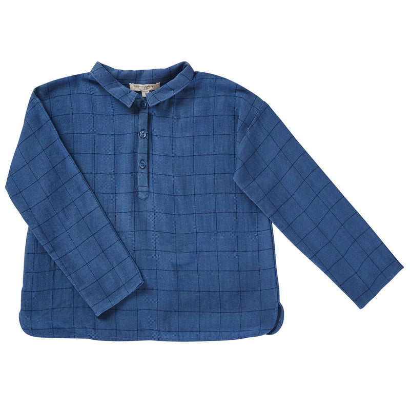 Boys Blue Cotton Check Shirt - CÉMAROSE | Children's Fashion Store - 1