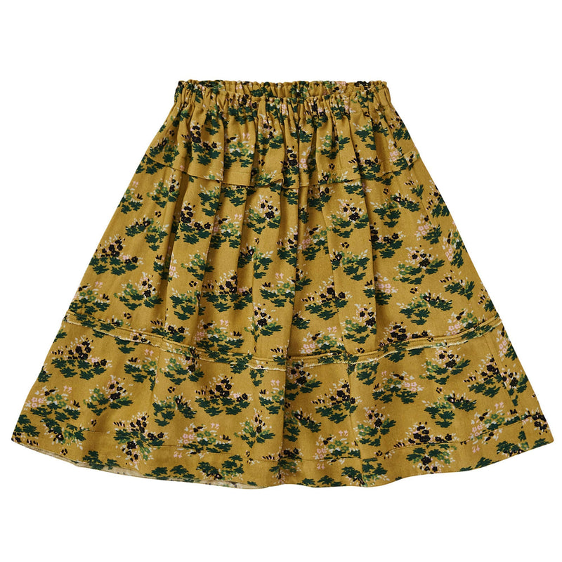 Girls Yellow-Green Flower Printed Trims Skirt - CÉMAROSE | Children's Fashion Store - 1