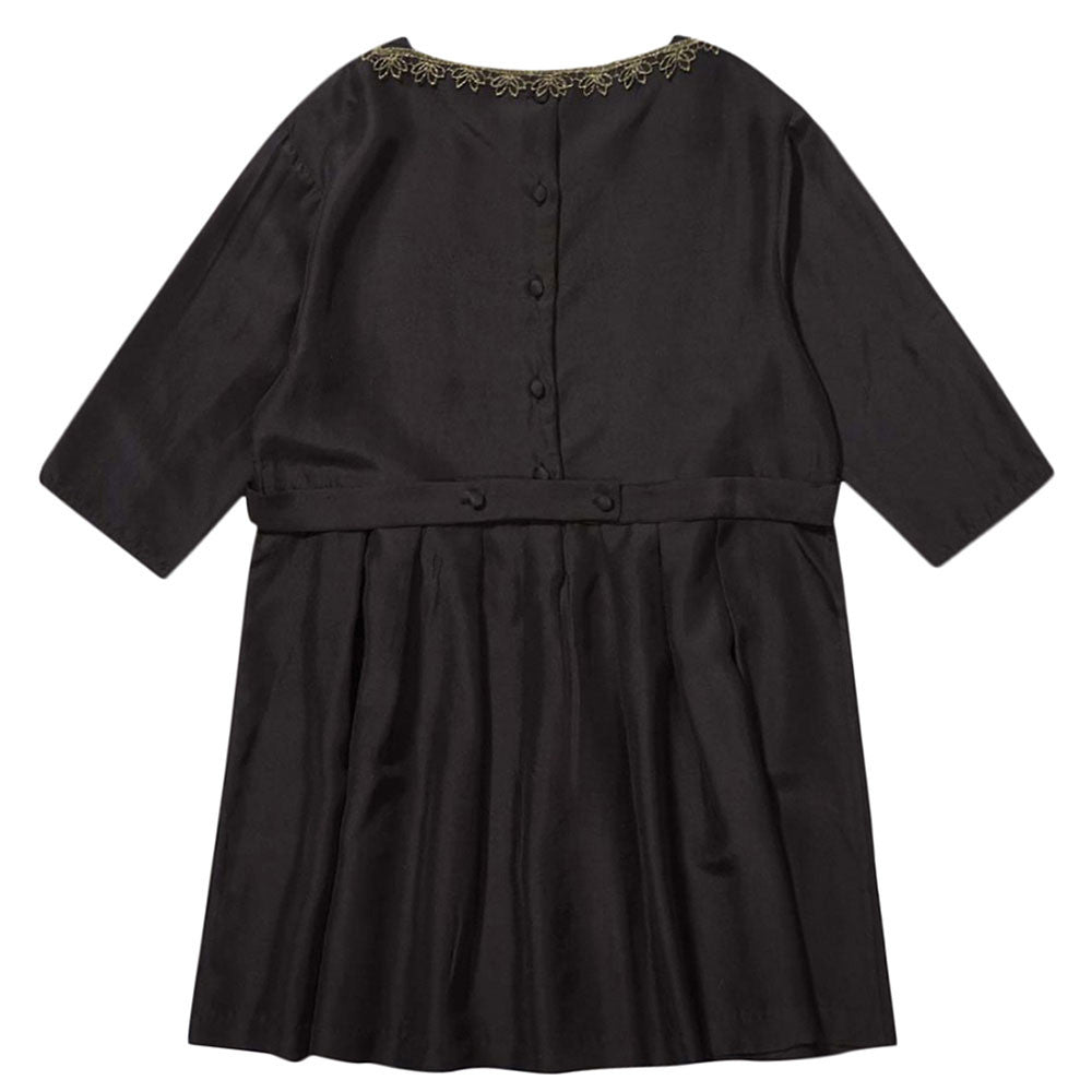 Girls Black Silk Woven Dress - CÉMAROSE | Children's Fashion Store - 2