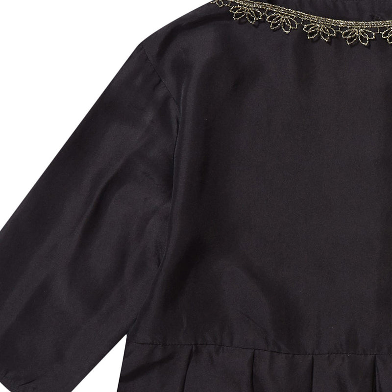 Girls Black Silk Woven Dress - CÉMAROSE | Children's Fashion Store - 3
