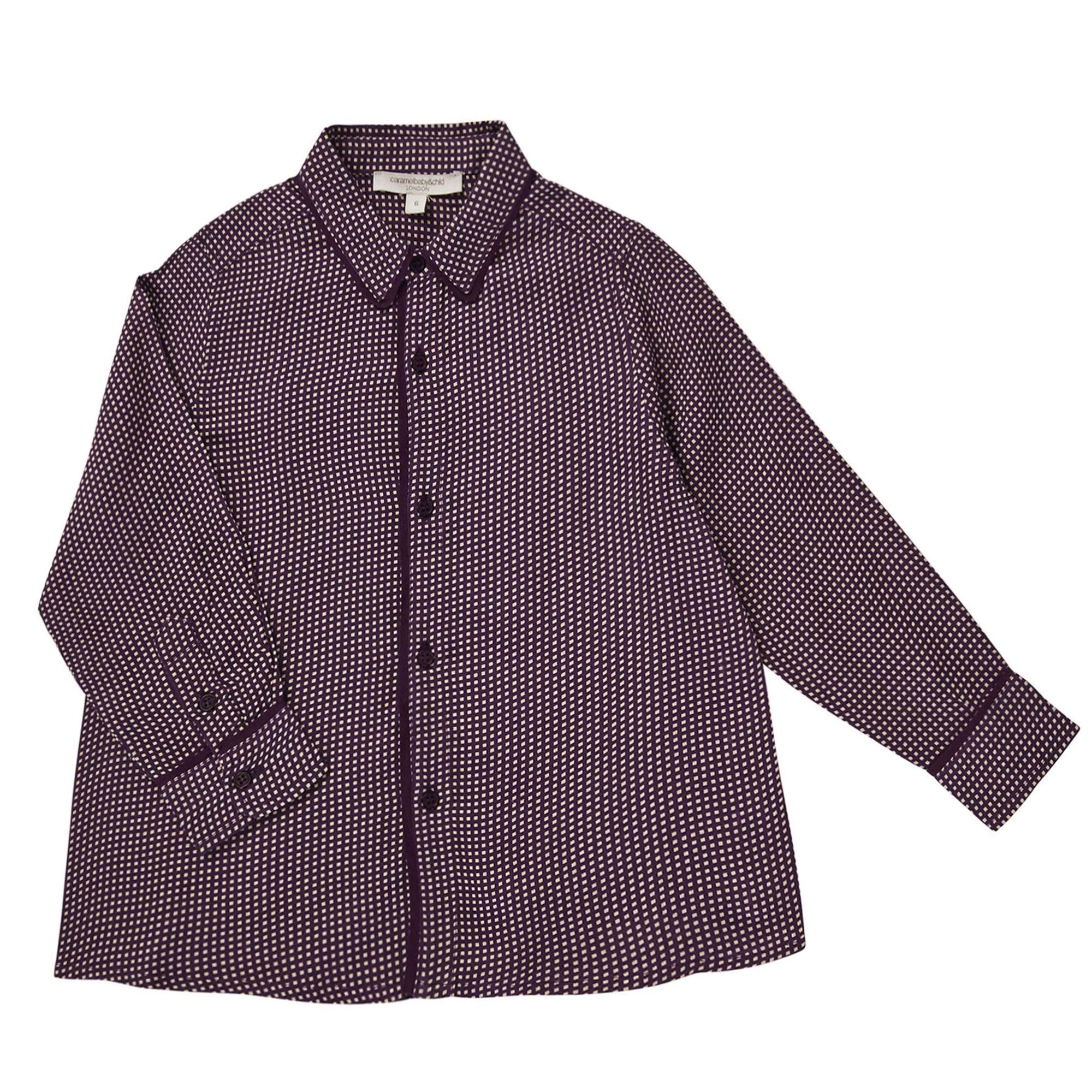 Boys Deep Purple Check Woven Shirt - CÉMAROSE | Children's Fashion Store - 1