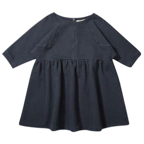 Girls Navy Blue Cotton Jersey Woven Dress - CÉMAROSE | Children's Fashion Store - 1