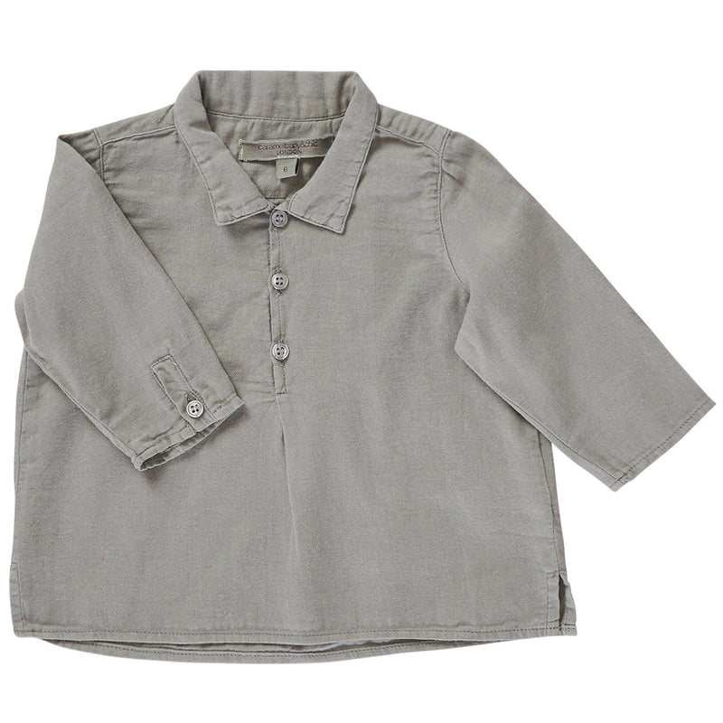 Baby Boys Grey Long Sleeve Cotton Shirt - CÉMAROSE | Children's Fashion Store - 1