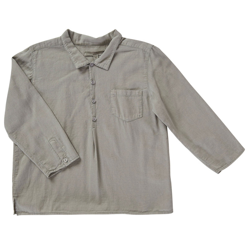 Boys Grey Long Sleeve Cotton Shirt - CÉMAROSE | Children's Fashion Store - 1