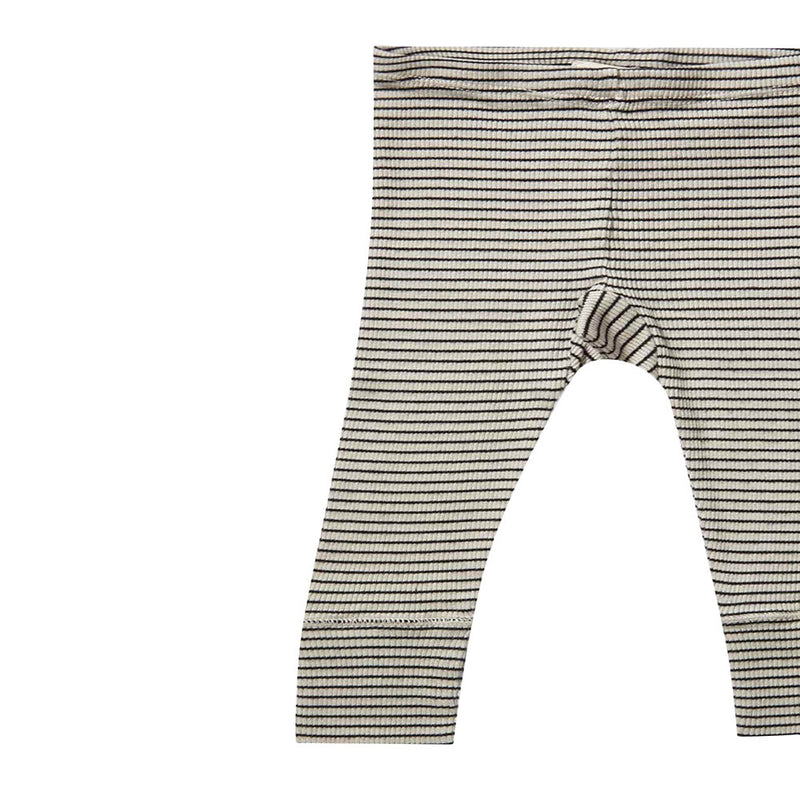 Baby Milk White & Black Striped Cotton Jersey Legging - CÉMAROSE | Children's Fashion Store - 3