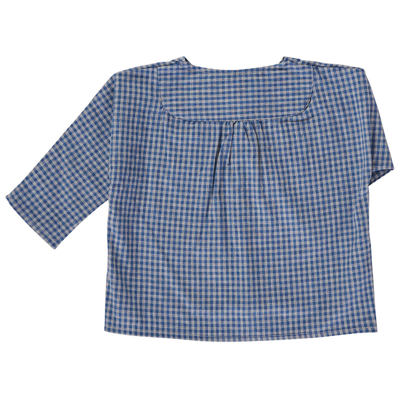 Baby Boys Blue Check Cotton Shirt - CÉMAROSE | Children's Fashion Store - 2