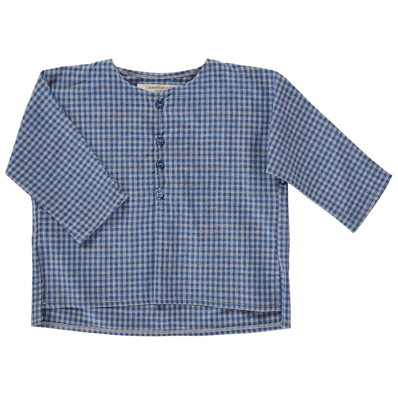 Baby Boys Blue Check Cotton Shirt - CÉMAROSE | Children's Fashion Store - 1