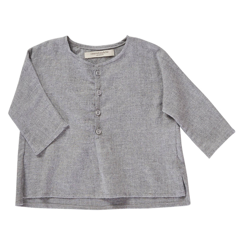 Baby Boys Cocoon Grey Check Cotton Shirt - CÉMAROSE | Children's Fashion Store - 1