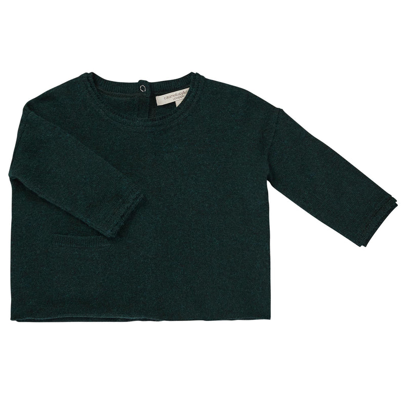Baby Boys Pine Green Knitted Wool Sweater - CÉMAROSE | Children's Fashion Store - 1