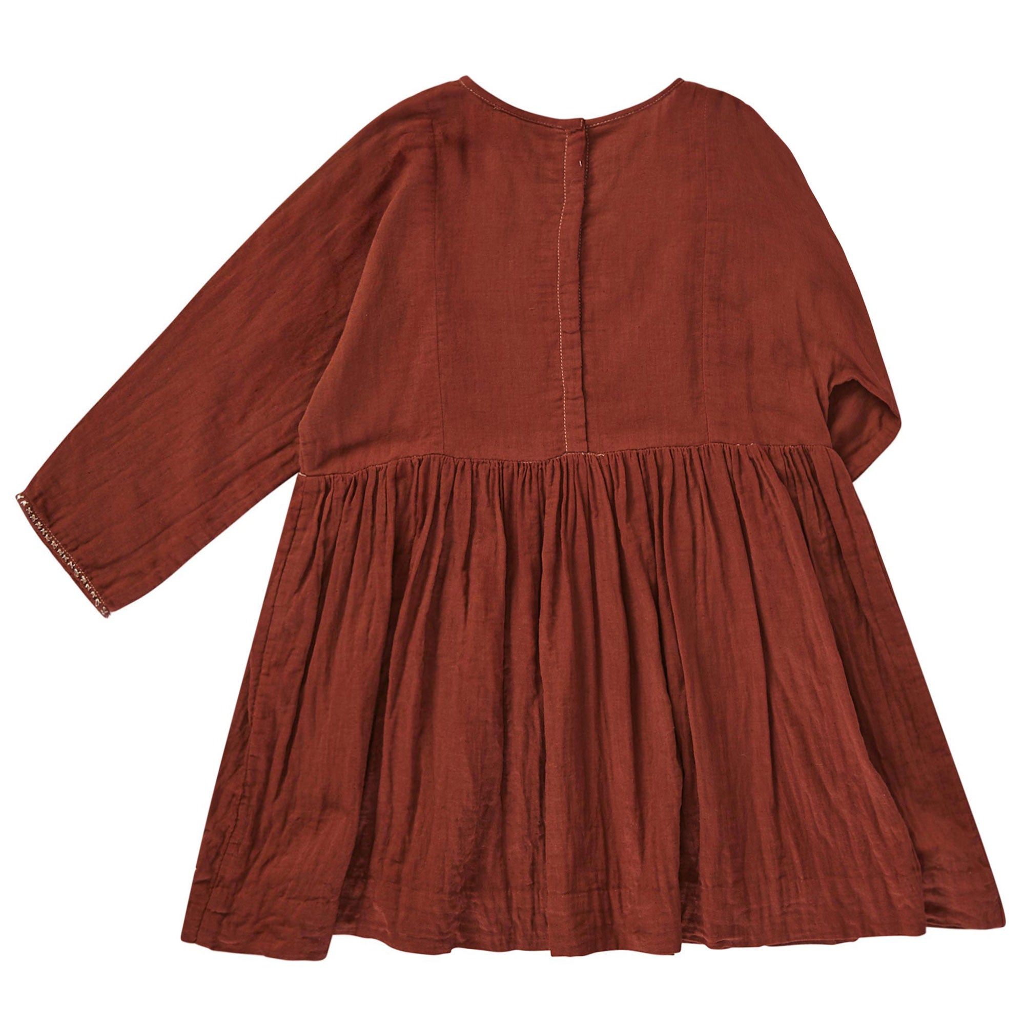 Girls Brown Dress With Embroidery Trims - CÉMAROSE | Children's Fashion Store - 2