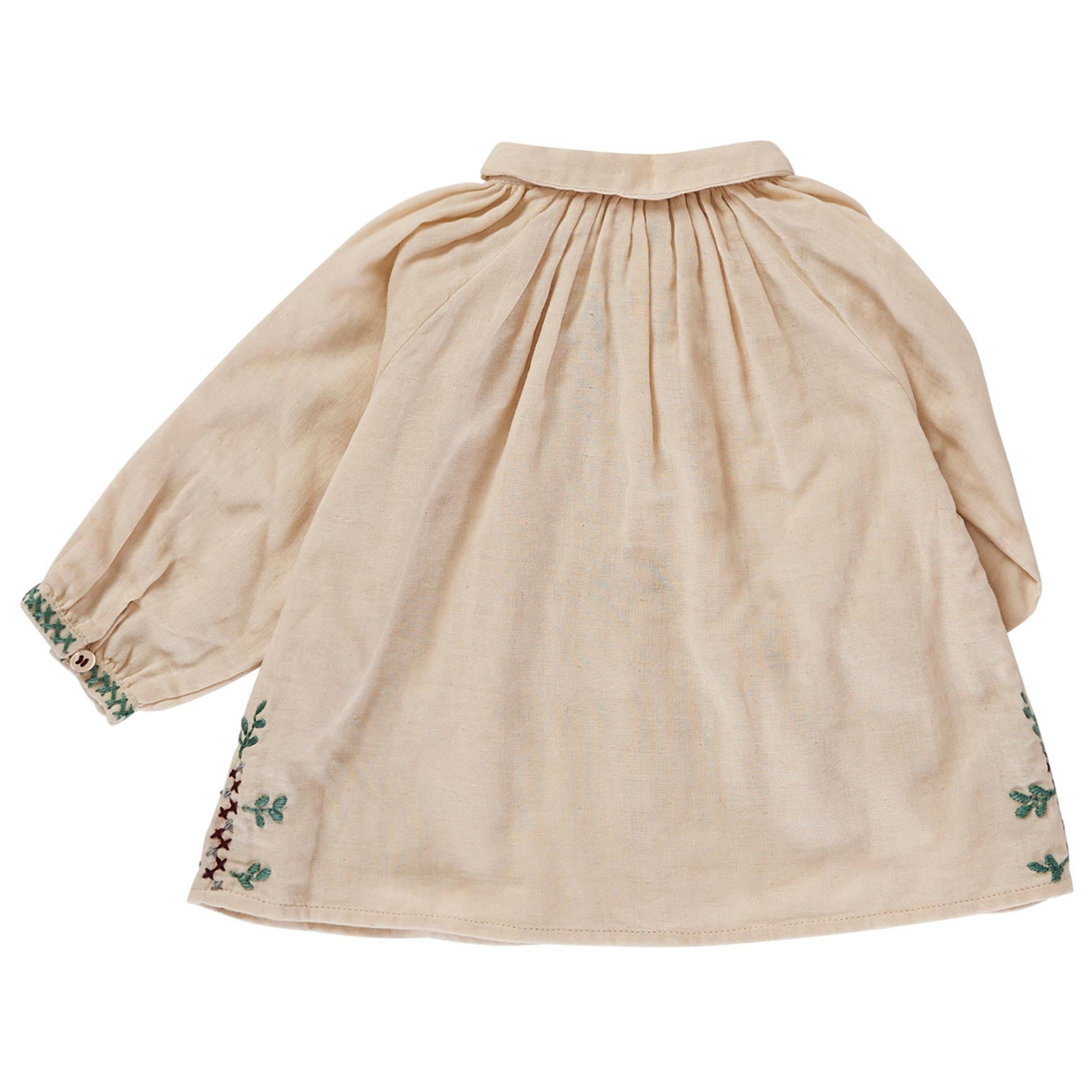 Baby Girls Beige Ribbed Cuffs Cotton Blouse - CÉMAROSE | Children's Fashion Store - 2